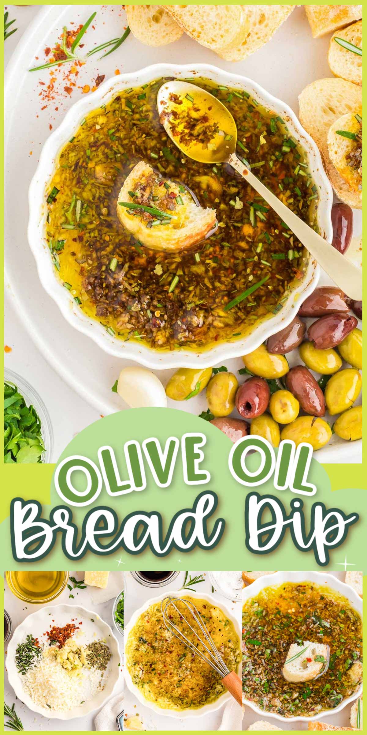 Olive oil dip is a simple and delicious appetizer or condiment that complements various dishes. It consists of extra virgin olive oil mixed with herbs, spices, and cheese.
 via @sugarandsoulco