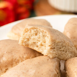 Mini vanilla scones on a white plate.