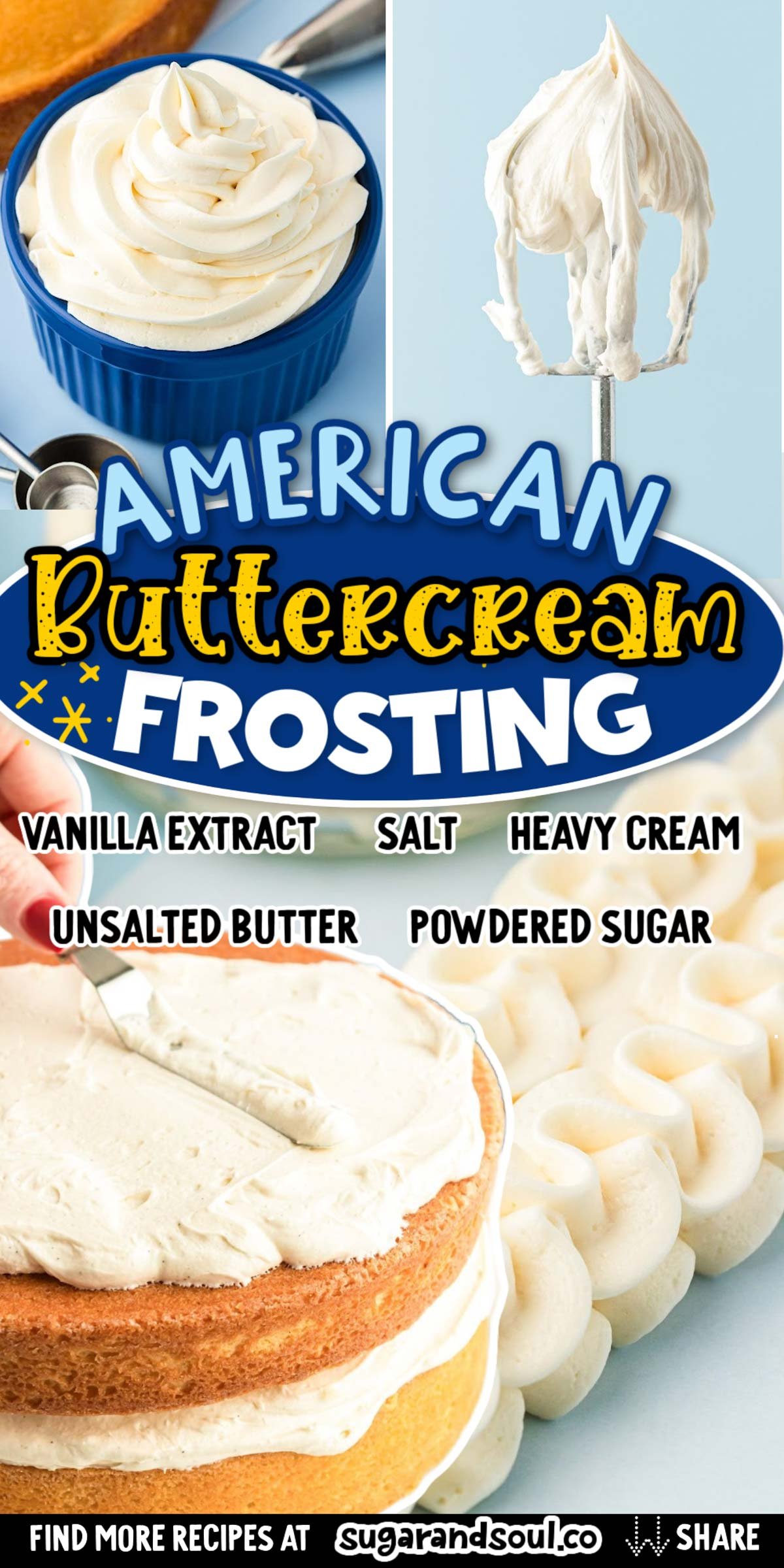 American Buttercream Frosting via @sugarandsoulco