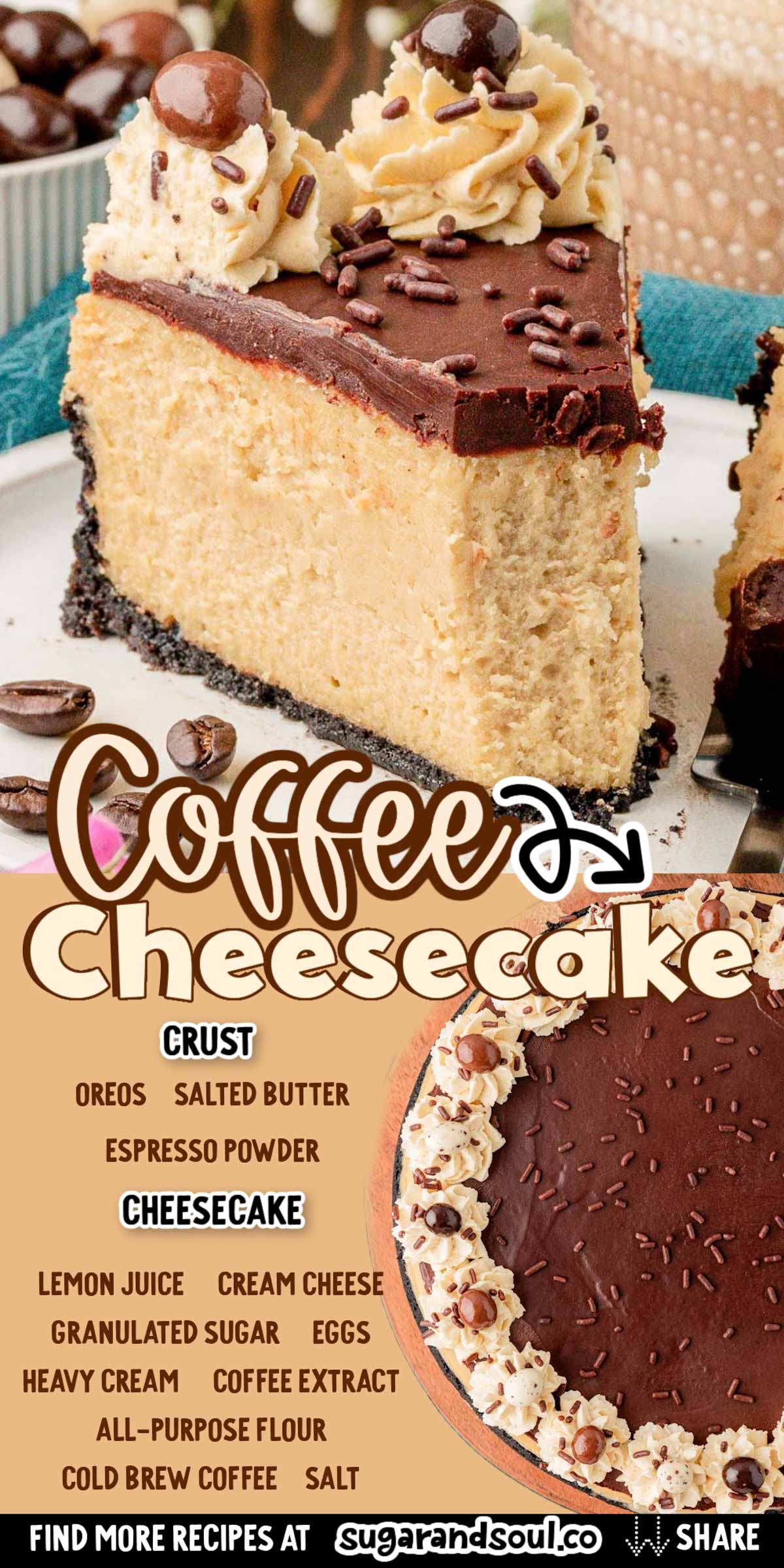 Coffee Cheesecake via @sugarandsoulco