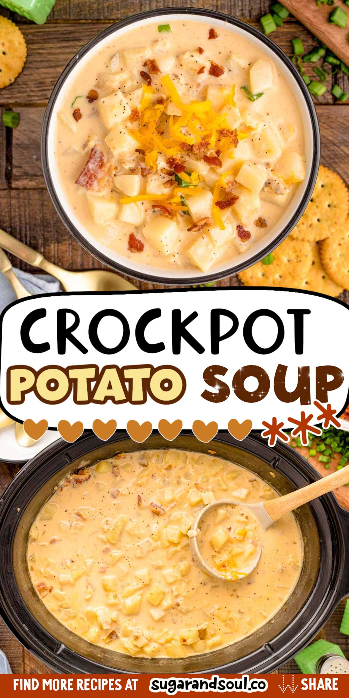 Crockpot Potato Soup via @sugarandsoulco