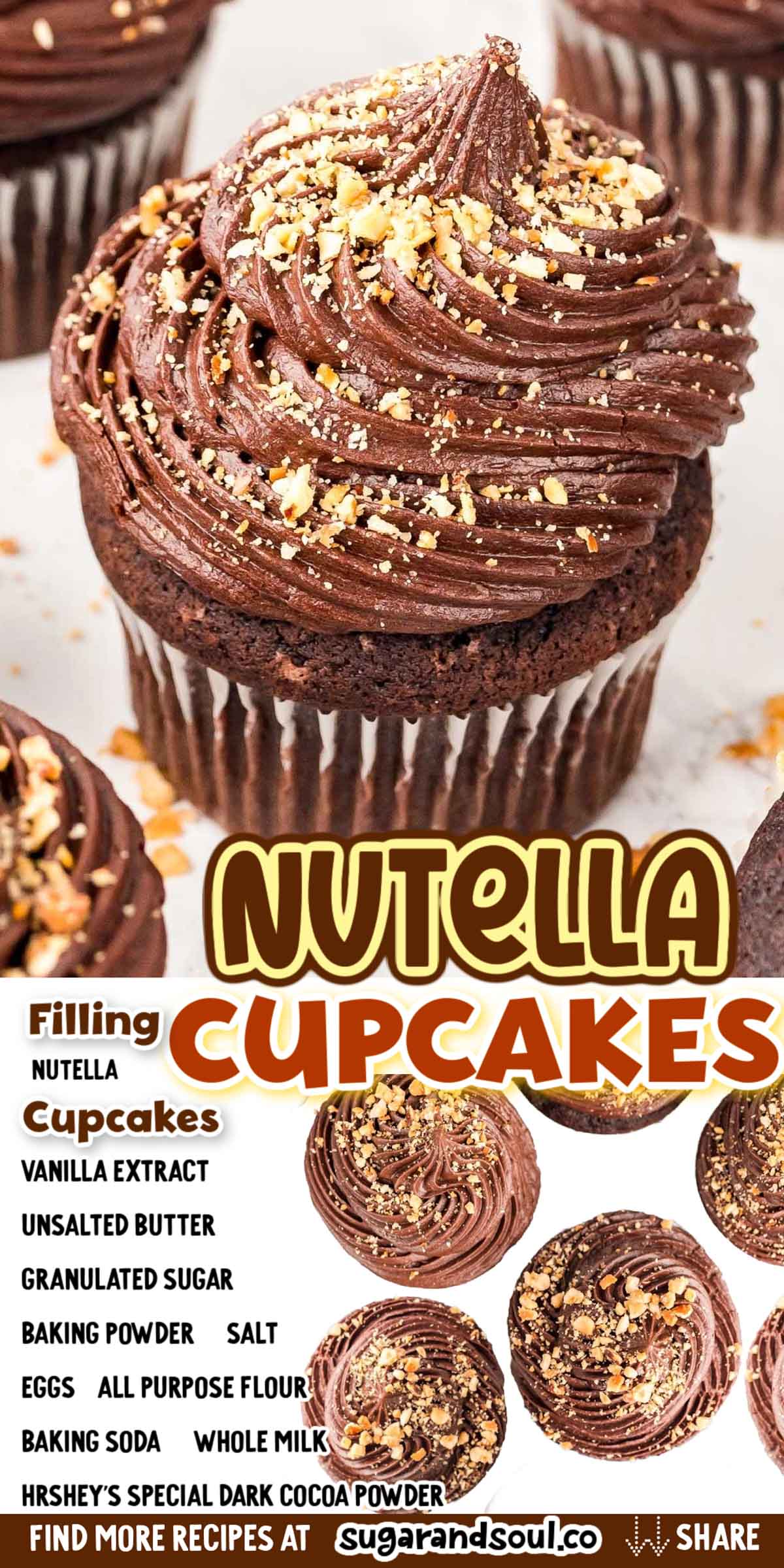 Nutella Cupcakes via @sugarandsoulco