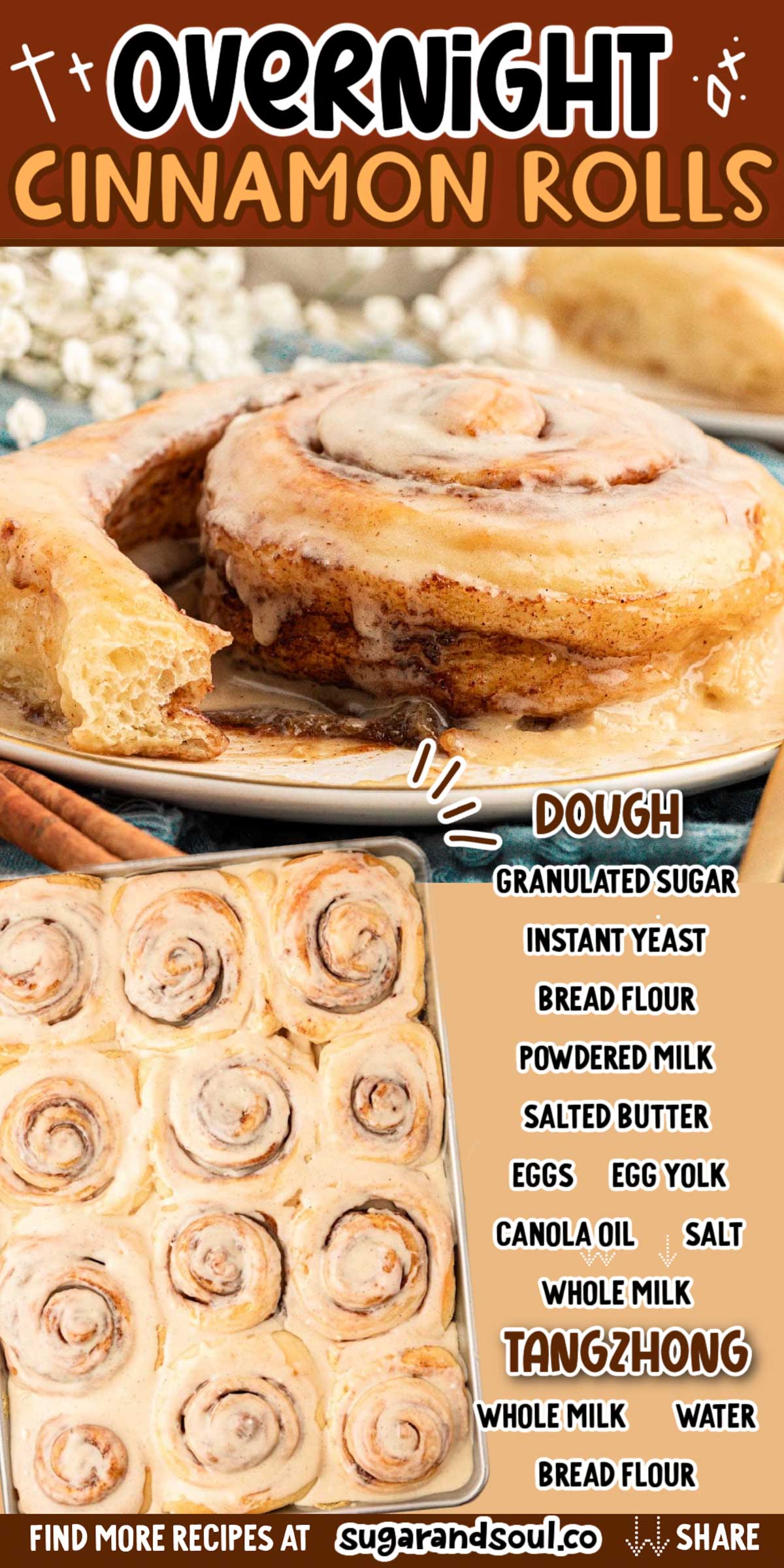 Overnight Cinnamon Rolls via @sugarandsoulco