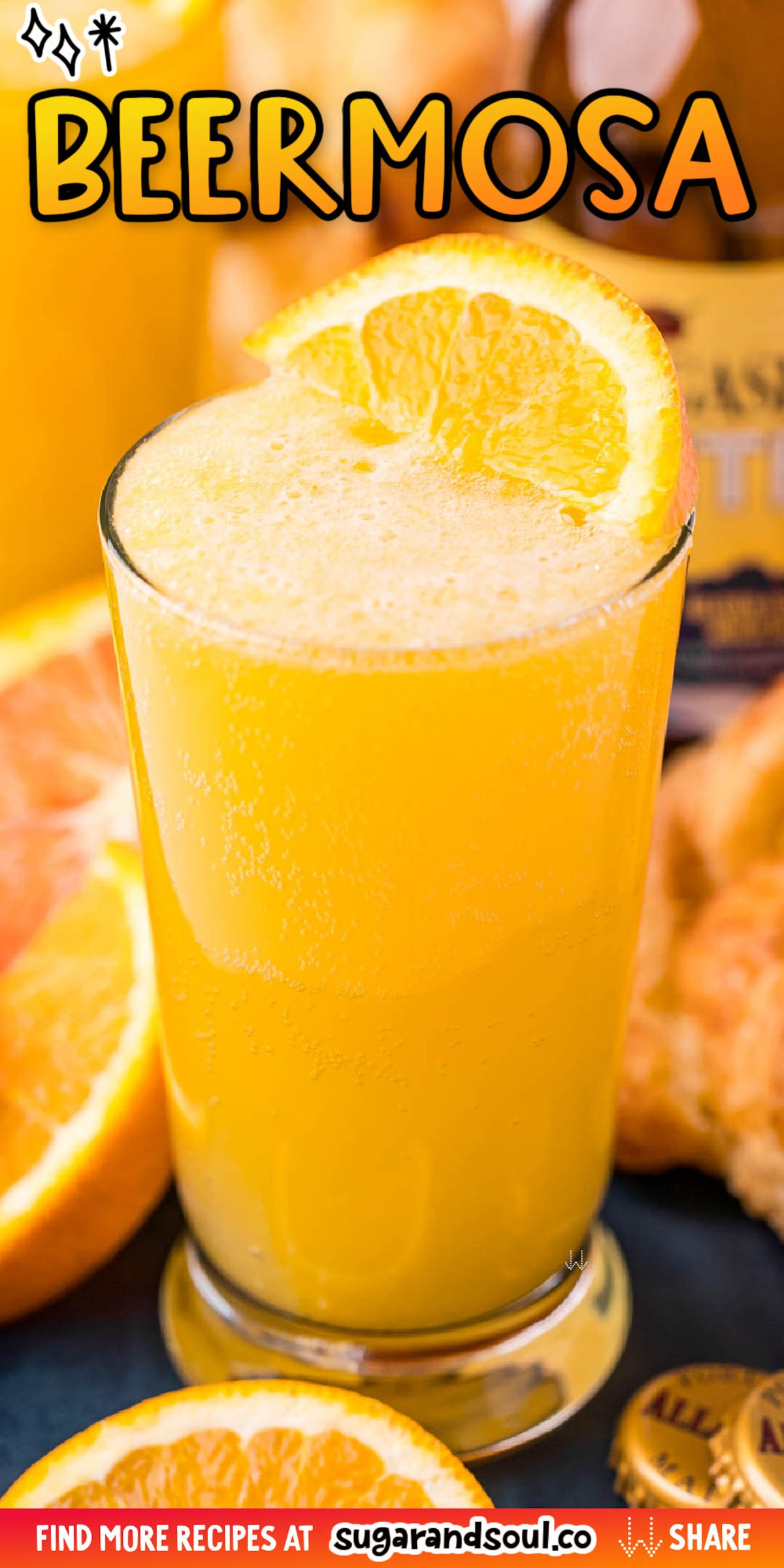 This Beermosa is made using your favorite wheat beer and orange juice to create the perfect drink everyone will love sipping on at brunch! via @sugarandsoulco