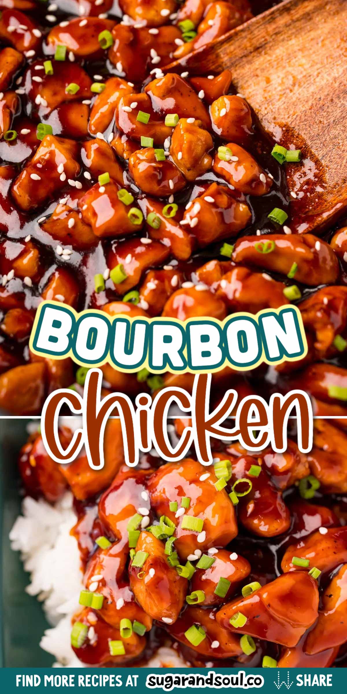 Bourbon Chicken (Better Than Takeout) smothers tender chunks of chicken in a homemade bourbon sauce for a quick and easy weeknight meal! One of my favorite take-out style dishes made with bourbon, brown sugar, ketchup, ginger, garlic, soy sauce, vinegar, and more for a delicious recipe that packs a serious flavor punch! via @sugarandsoulco