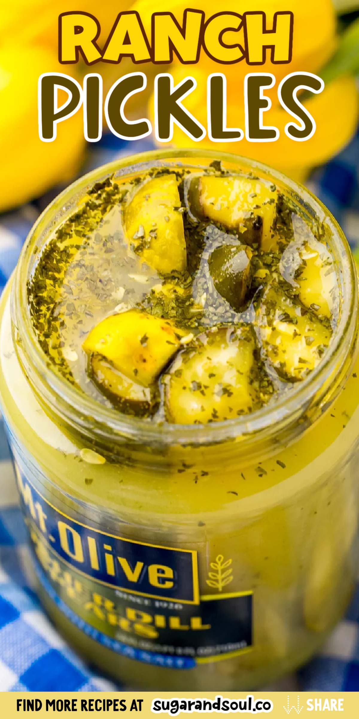 These Ranch Pickles have been blowing up the internet this week! Made with just 2 ingredients, this recipe takes basic dill pickles to the next level with your favorite seasoning mix: RANCH! via @sugarandsoulco