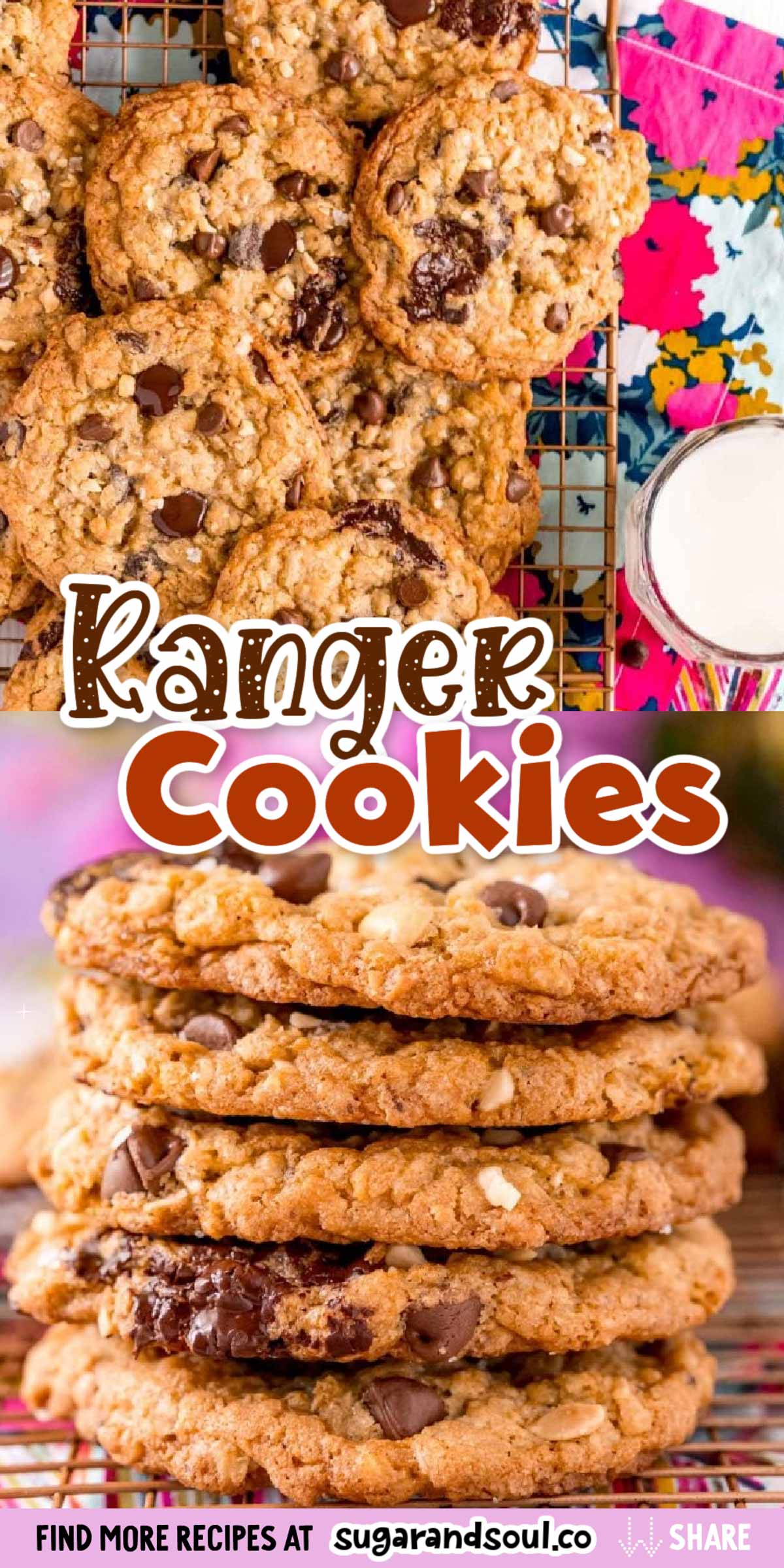 This Ranger Cookies Recipe is my favorite version of a classic! Made with oats, Rice Krispies, coconut, peanuts, and chocolate chips, these chewy cookies are filled with delicious flavors and textures!  via @sugarandsoulco