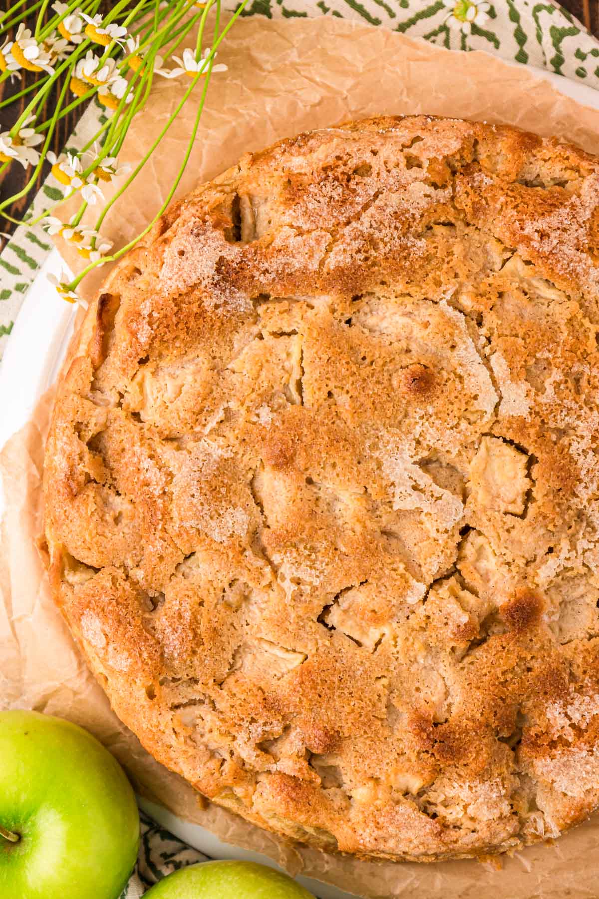 Overhead photo of Irish Apple Cake.