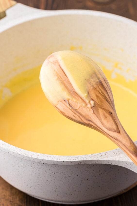 Custard on a spoon.