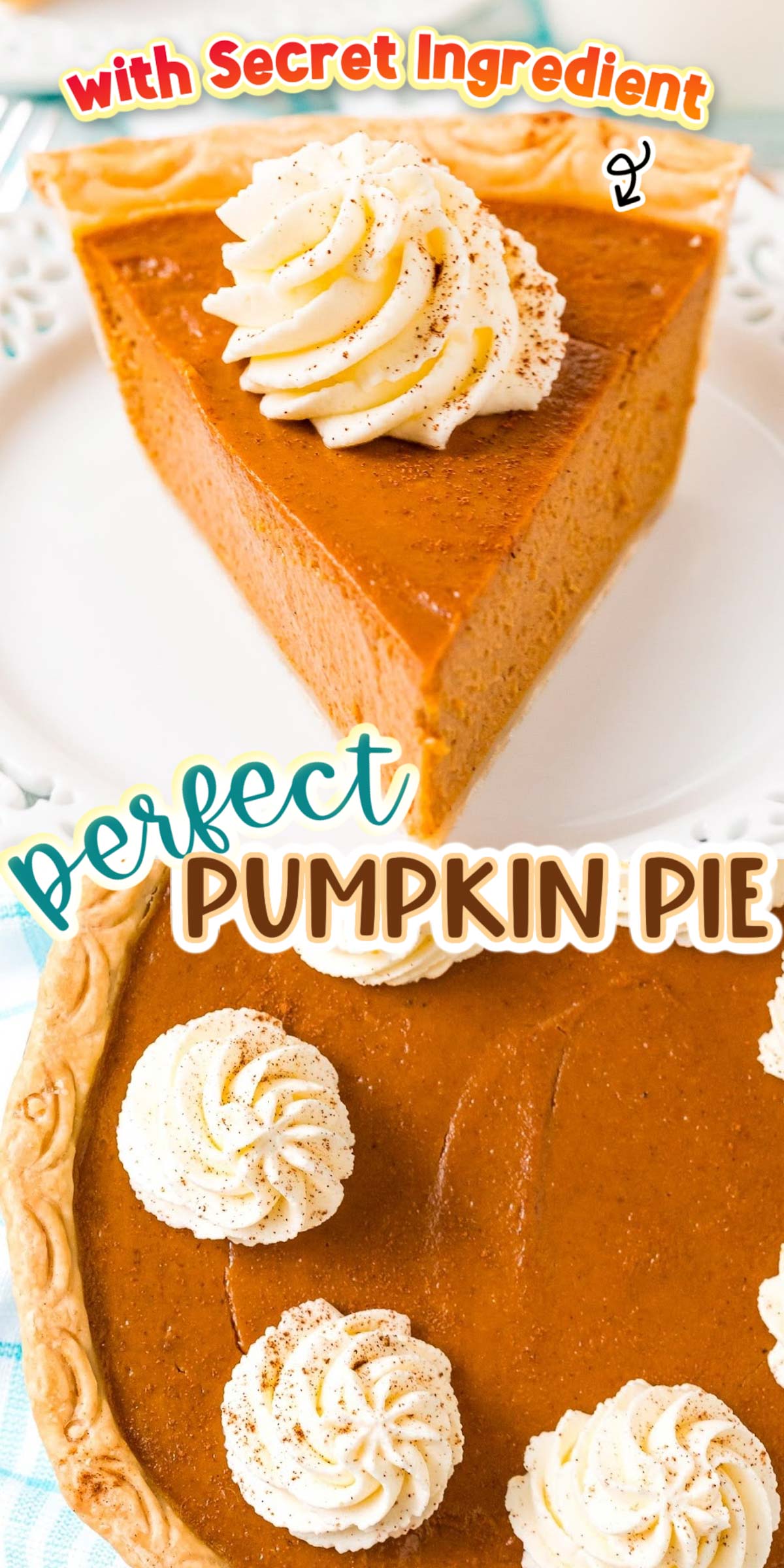 This Pumpkin Pie Recipe is perfect for fall and Thanksgiving! A smooth and creamy spiced pumpkin custard filling baked in a flaky pie crust. via @sugarandsoulco