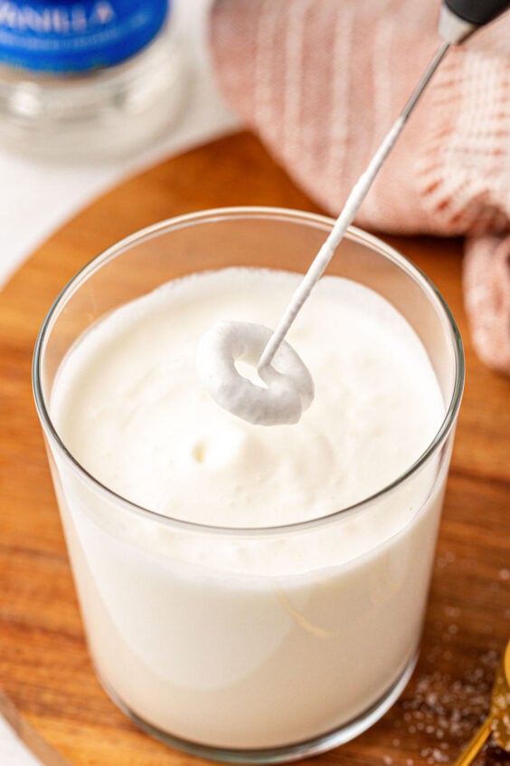 Cold foam that's just been whipped with a hand frother in a jar.
