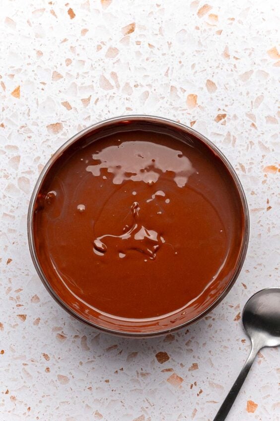 Melted chocolate in a bowl.