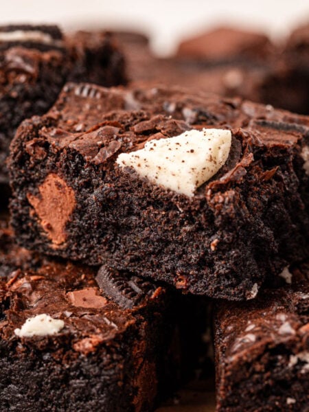 Oreo Brownies on a plate.