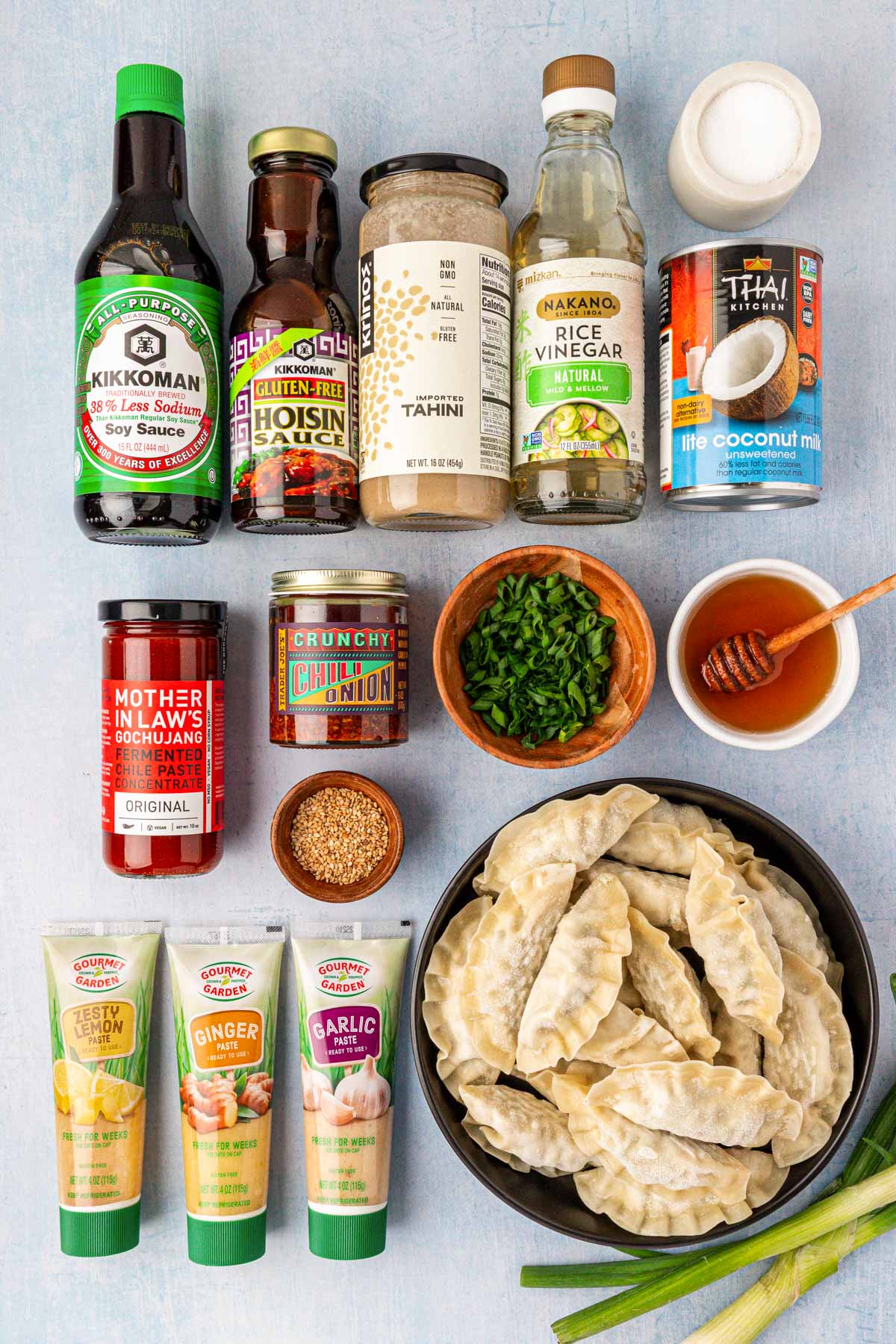 Ingredients to make one dish viral baked dumplings.