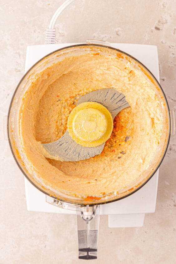 Cottage cheese blended in a food processor.