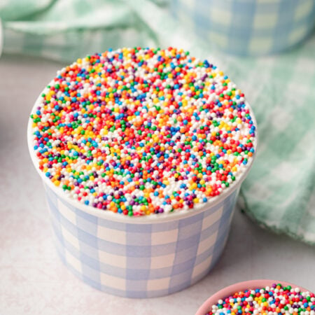 Close up of dot cakes on a white table.